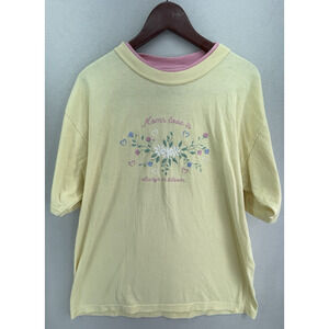 VTG 90s Moms Love Is Always In Bloom Floral Embroidery Granny TShirt No Tag READ